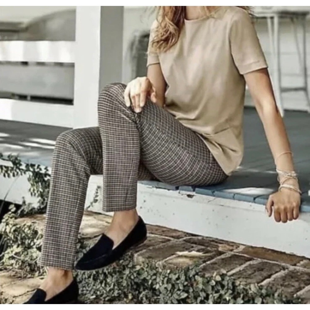 J Jill • NWT Preppy‎ Plaid Premium Bi Stretch Trouser Pant 8P Dark Academia
